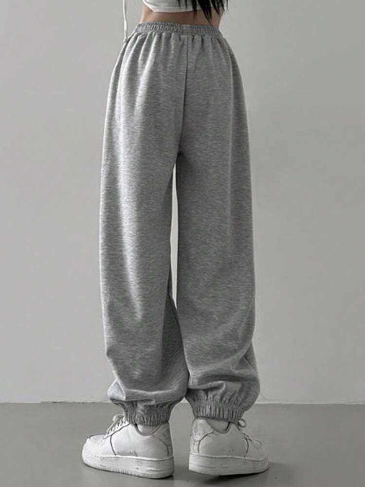 Drawstring Elastic Waist & Cuffs Jogger Sweatpants,Women Joggers