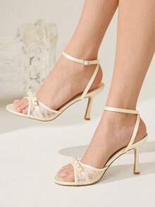 CUCCOO CHICEST 女士时尚蝴蝶结装饰搭扣设计高跟凉鞋，适合日常穿着 - 黃色 - 查看 2