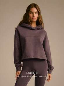 GLOWMODE 日常羊毛柔软保暖凉爽轻盈宽松版型可调节风帽抽绳下摆运动衫连帽衫秋冬日常休闲