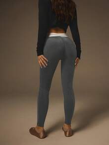 Athîral Women's Casual Minimalist Style Basic Leggings, Everyday Wear - Grey - View 4