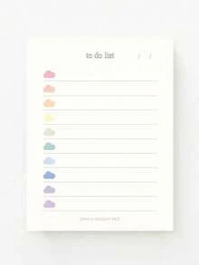 50 Pages/10 Notebooks, Korean Style Colorful Clouds, Non-Adhesive Notepad, Student Notepad, Memo Pad, Note Book - White - View 5