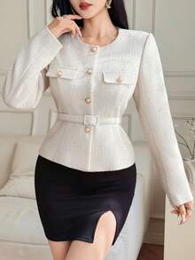 Dazy-Less Women's Casual Design White Jacket, Versatile Regular Jacket, Suitable For Spring, Summer, Valentine's Day - White - View 8