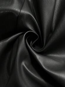 Firerie 大码女装新款优雅休闲日常宽松A字裙，酒红色PU皮褶裥长裙，秋冬女装，红色裙子，百搭，通勤，圣诞节，休闲裙，优雅女装，女士冬季服装 - 黑色 - 查看 7