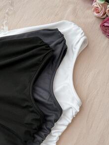 SHEIN paquete de 3 camisetas sin mangas ajustadas, de estilo minimalista y cómodo, versátiles y combinables, para niñas preadolescentes - Multicolor - Ver 4