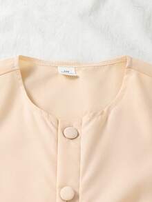 SHEIN Tween Girls Casual Elegant Sleeveless Loose Wide Leg Pants, Versatile Daily School Style Jumpsuit - Apricot - View 3