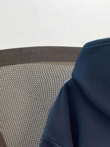 SHEIN 少女撞色字母豹纹图案宽松休闲卫衣，秋冬女童服装 - 寶藍色 - 查看 4