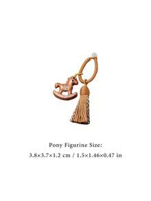 Madebyblanc 1 Pc Wooden Shaking Horse Charmant,Creative Keychain,Bag Charm Hanging Ornament For Luck Safety Blessing,For Home Wall Door Decoration, Anniversary Creative Decoration Hanging Ornaments,Home Decor ,Room Decor,Wall Decor(Rainbow-Colored/Deep Brown/Tan/Light Brown/Light Beige/Chestnut Brown) - Multicolor - View 13