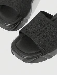 HighSole Dép lê đế dày dáng suông dành cho nữ, thích hợp mang hàng ngày và đi nghỉ mát. - màu đen - Xem 4