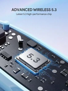 JMMO Wireless Earbuds With Premium Sound, 5.3 Auto Pairing Ear Buds With Long Playtime Light Weight Waterproof Wireless Headphones For IOS And Android, Suitable For Sports Workout - Blue - View 4