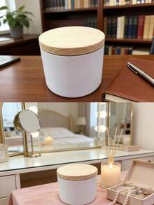 12pcs White Candle Tins, 4Oz Black Matte Candle Jars With Wood Grain Lids For Candle Making, Wick Holders, Wick Stickers For Candle Making, DIY Arts And Crafts, Small Item Storage - Multicolor - View 4