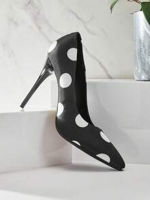 SHUZIA Women's Fashionable Sexy Point Toe Polka Dot Print High Heel Pumps