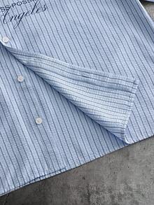 AXEPEAK Men's Slogan Striped Casual Fashion Street Shirt - Multicolor - View 5