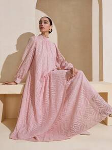 Graceveil Casual Cutout Loose Women Arabic Style Outfit, Pink - Pink - View 3