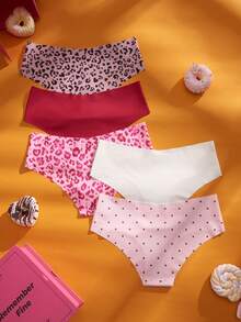 Eraneu 5pcs/Pack Women's Elastic Waist Casual Comfortable Panties - Multicolor - View 2