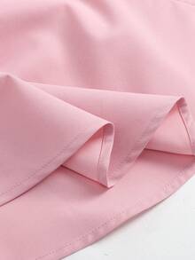 Girlism 少女粉色编织细肩带蝴蝶结腰身A字休闲度假甜美粉色短裙，春夏款 - 粉色 - 查看 4