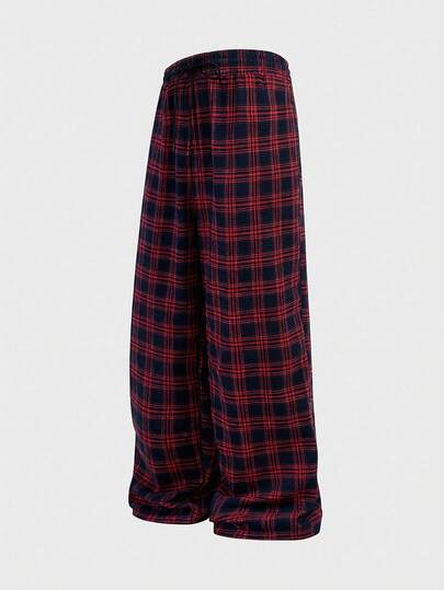 EASEVO Pantalones casuales holgados de talla grande para hombres con estampado de cuadros
