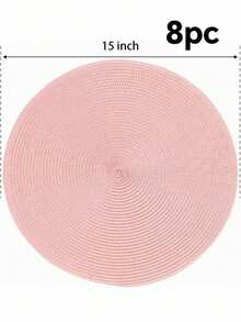 Woven Round Placemats, 4-Piece/6-Piece Set, Washable, Non-Slip Woven Placemats, 15 Inches, Suitable For Family Gatherings, Wedding Parties (Pink). - Pink - View 13