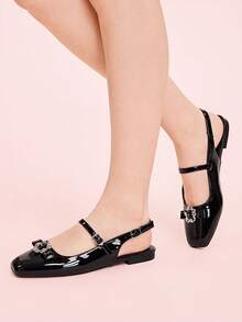 CUCCOO DOLLMOD 女士搭扣设计休闲通勤百搭时尚鞋 - 黑色 - 查看 3