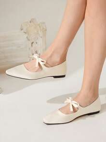 CUCCOO CHICEST Spring-Autumn New Buckle Detail Solid Color Pointed Toe Casual Comfortable Flat Shoes Spring Shoes Spring Break Easter Valentine's Day Elegant Shoes - Light apricot - View 4