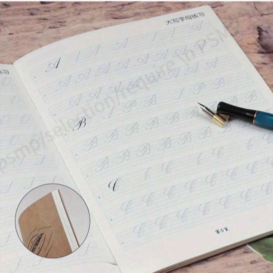 Calligraphy Practice Copybook For Beginners - Elegant Penmanship Guide Premium Paper Material - Brown - View 1