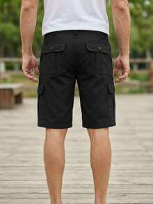 Bermuda Cargo para Hombre | Cómoda, Casual y Funcional - Negro - Ver 4