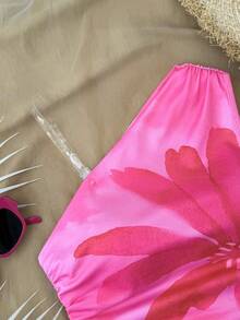 SHEIN Tween Girl Floral Print Asymmetric Hem Ruffle Cami - Multicolor - View 3