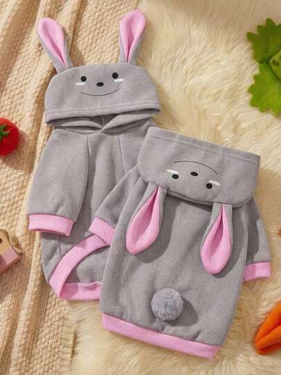 PETSIN 1件动物主题角色扮演连帽卫衣，适合猫狗户外穿着。