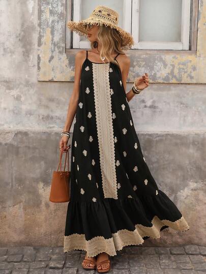 Brillora Women's Floral Print Dress, Suitable For Spring/Summer Vacation