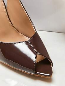 SHUZIA Ladies Peep Toe Ankle Strap Wedge Sandals - Chocolate Brown - View 4