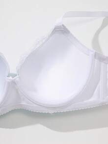 1pc Sexy Lace Simple Gather Small Bust Enhancing Underwire Bra - Multicolor - View 5