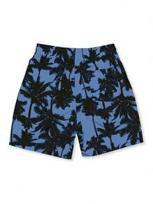 Manfinity VDAYZ Men's Tree Print Drawstring Waist Pocket Casual Beach Shorts - Multicolor - View 2