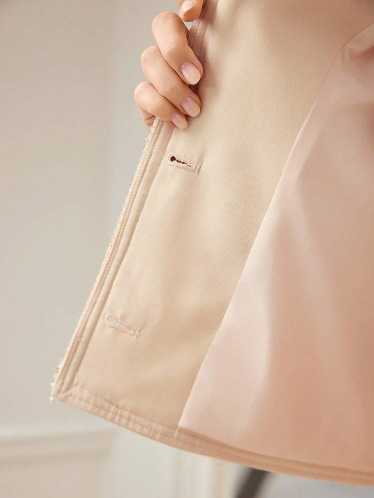 WOMEN'S ELEGANT CONTRAST TAPE PATCH POCKET CROP JACKET, SPRING/SUMMER