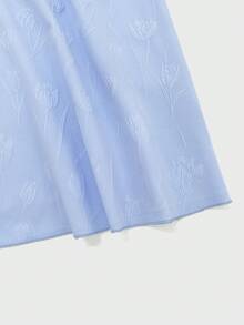 GlowEve 新款女士编织纹理花卉图案弹力腰带飘逸系带阔腿半身裙，优雅休闲日常百搭，春秋季 - 淺藍色 - 查看 6