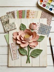 100张/本 复古花卉图案书籍主题手账计划本材料纸 复古背景纸 装饰性DIY工艺相册 不粘