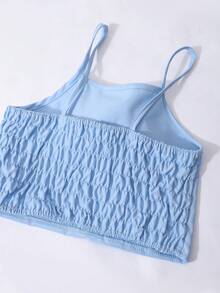 3件套女童都市优雅西装外套、3D花朵装饰背心和裤子套装 - 藍色 - 查看 5