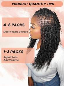 Boho Braids 波西米亚风辫子 1件装 非洲卷曲散装真人发接发，适用于迷你扭辫、脏辫，3C 4C 卷曲非洲卷曲散装编织发，适用于保护性发型，50克/件，自然黑色、棕色、金色扭辫发，柔软的巴西真发 - 彩色 - 查看 5