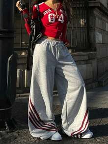 Coolane 夏季运动休闲印花宽松运动裤 - 灰色 - 查看 2