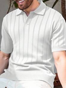 RivetRise Áo thun nam tay ngắn cổ bẻ đa năng, kiểu dáng thường ngày, thích hợp đi làm, màu trắng, áo polo nam, áo polo cổ bẻ nam, áo polo trắng nam. - trắng - Xem 3