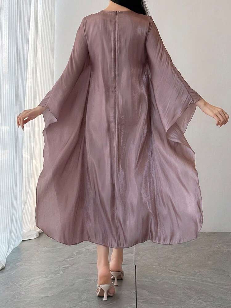 Women's Elegant Solid Color Long Dress, Spring/Summer Wedding Guest Dress Sundress