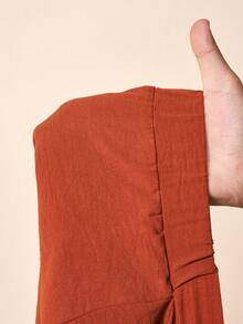 Zivah 2026 春季新品度假风音乐节复活节西部游牧风生日派对休闲街头风圆领披肩宽松系带腰身编织面料极简通勤连体裤棕色 - 咖啡棕 - 查看 7