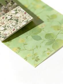 100张/本 复古花卉图案书籍主题手账计划本材料纸 复古背景纸 装饰性DIY工艺相册 不粘