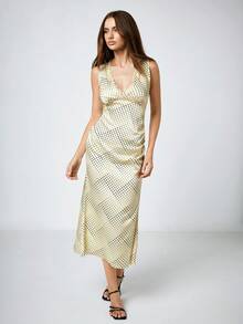 Maija Women's V-Neck Sleeveless Casual Dress Long Dress - Apricot - View 7