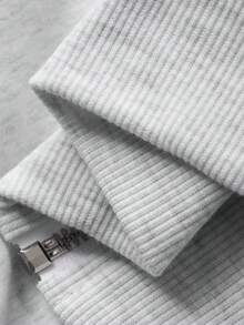 FRIFUL Women Metal Zipper Hoodie And Layered Ruffle Hem Mini Skirt 2 Pieces Set - Grey - View 8