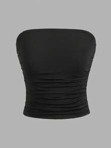 Girlism 3件套少女黑白针织高弹力束腰连体衣，多功能舒适褶皱弹力修身休闲吊带内衣 - 黑與白 - 查看 3