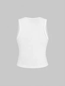 ROMWE Avant Avant "SOMETIMES" Graphic Cut-Out Women Tank Top - White - View 2