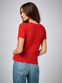 Maija 女士红色钩针编织毛衣，情人节