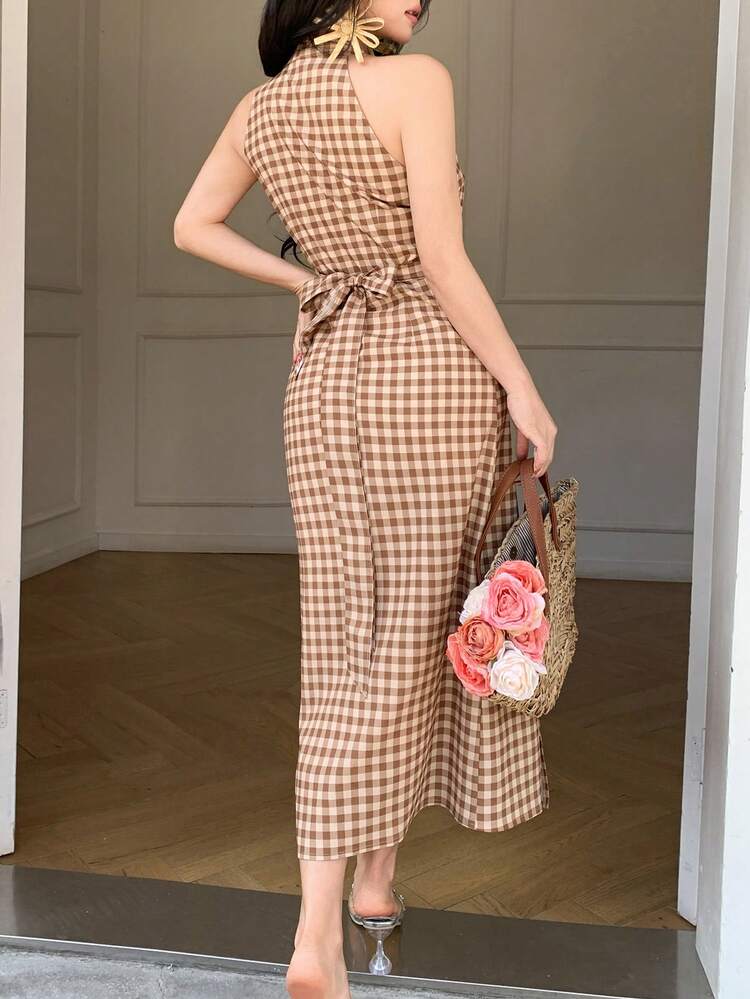 Women's Elegant Sleeveless Pleated Midi Dress, Summer Wedding Guest Dress Sundress