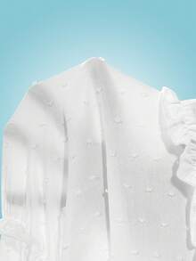 SHEIN PETITE Women's Sexy Beach Vacation Jacquard Ruffle Trim Multi-Layer Patchwork Backless Mini Dress - White - View 7