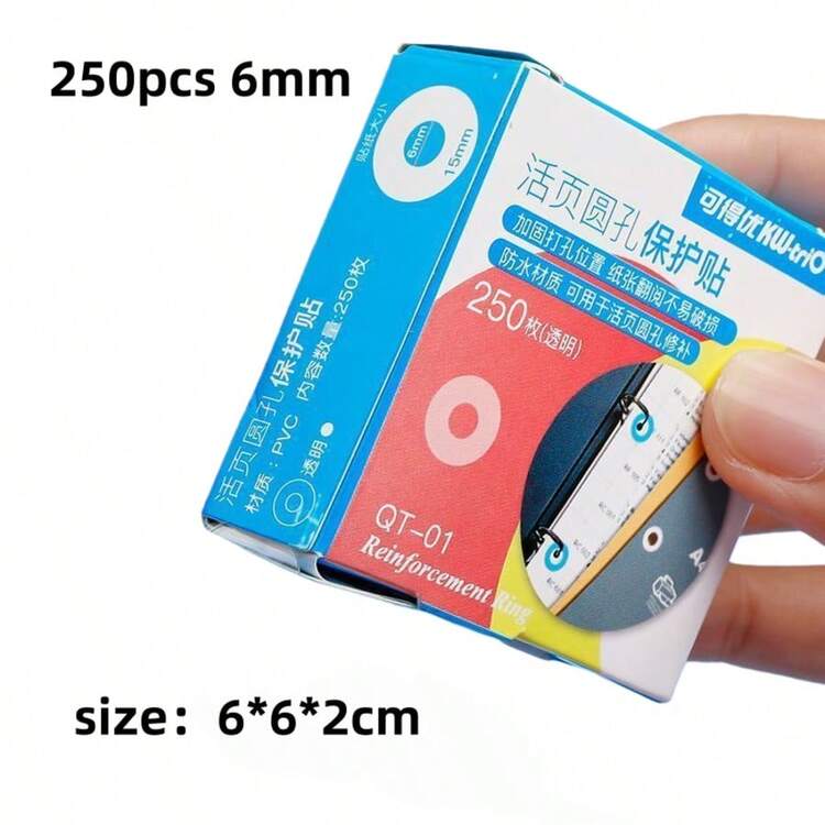 250pcs Transparent Hole Protector Stickers, Donut Protectors, Loose-Leaf Hole Repair And Subsidizing Binding Hole Adhesive Stickers - Multicolor - View 2