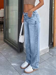 EURMUSE LOW RISE CROPPED STRAIGHT CUT WOMEN JEAN - Baby Blue - View 4